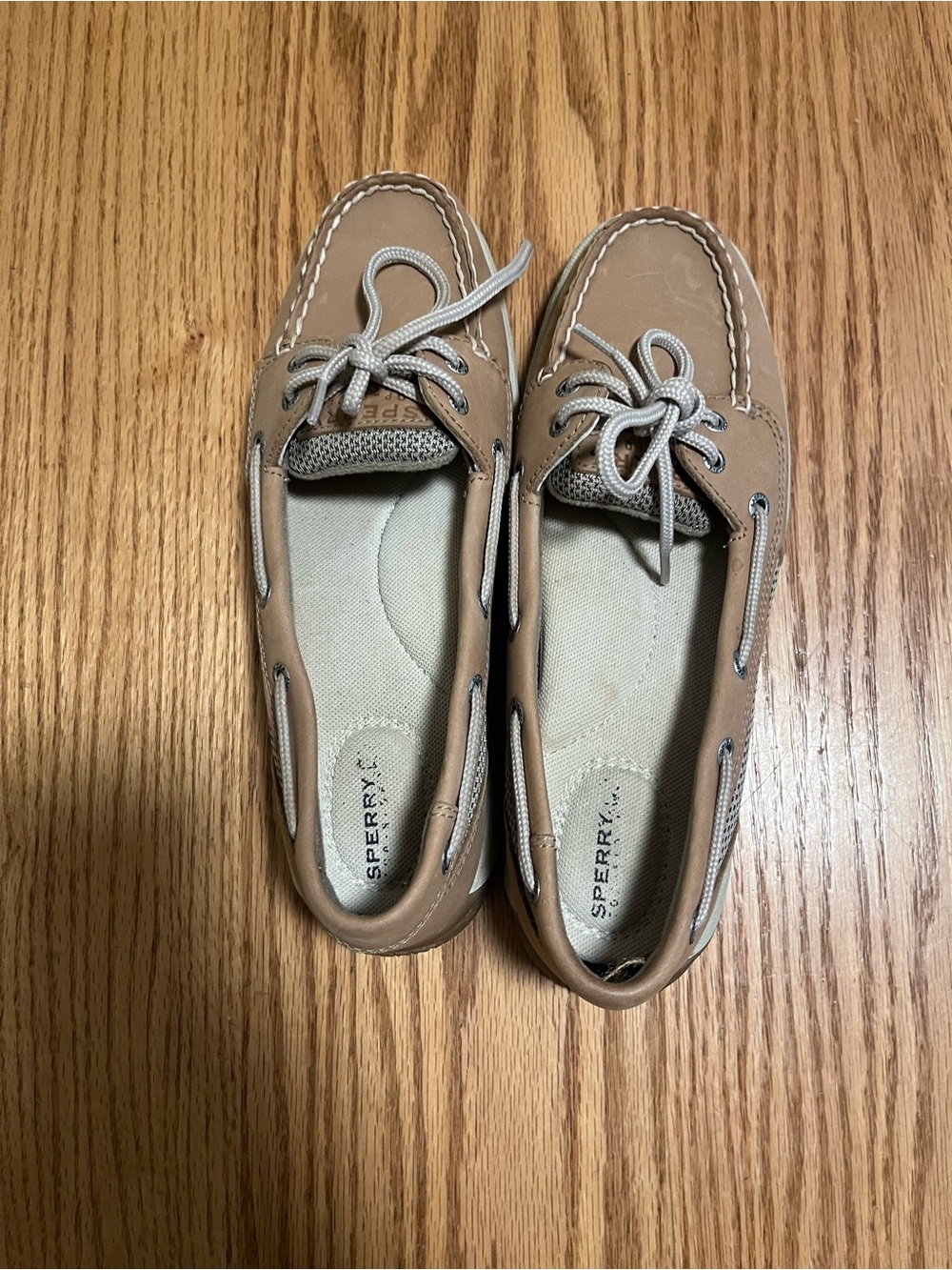 Sperry Top-Sider Angelfish Boat Shoe Linen Oat-Women's Leather Slip On Size 7.5